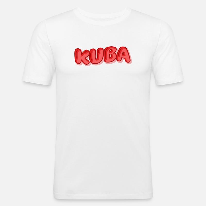 Comic Kuba - Männer Slim Fit T-Shirt - Weiß
