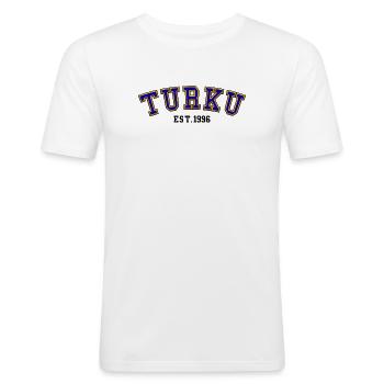 Turku gegründet 1996 – Geburtstag - Männer Slim Fit T-Shirt - Weiß - Vorne - Nik (191cm)