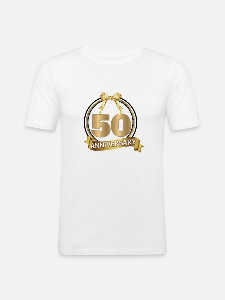 50th Anniversary Golden Wedding Anniversary - Men's Slim Fit T-Shirt - white