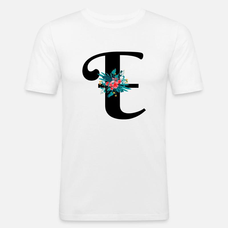 Buchstabe E geblümt - Männer Slim Fit T-Shirt - Weiß