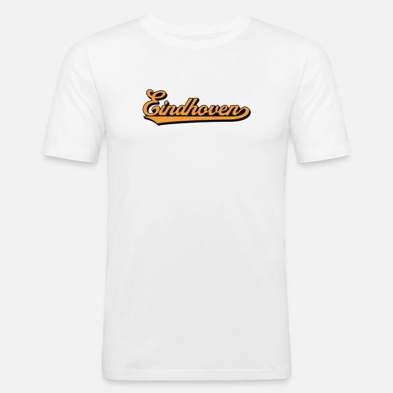 Eindhoven Retro Script - Männer Slim Fit T-Shirt - Weiß