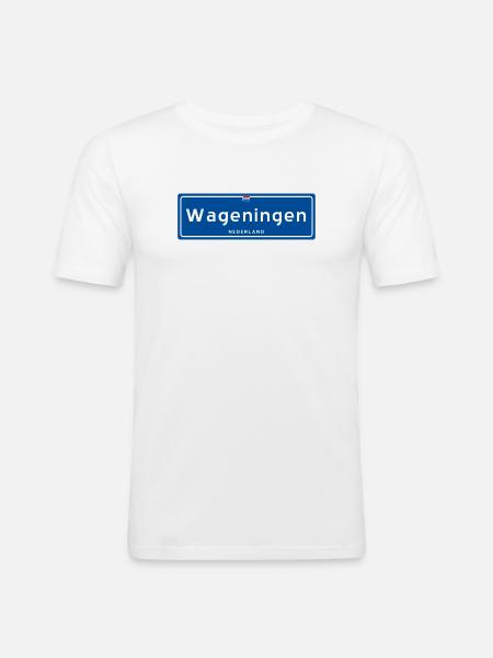 Wageningen town sign - Men's Slim Fit T-Shirt - white