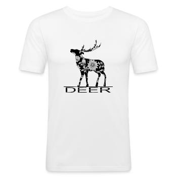 Hirsch - Männer Slim Fit T-Shirt - Weiß - Vorne - Nik (191cm)