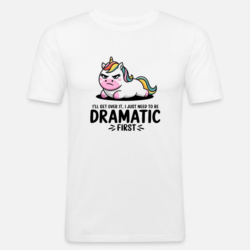 Dramatisches Einhorn - Männer Slim Fit T-Shirt - Weiß