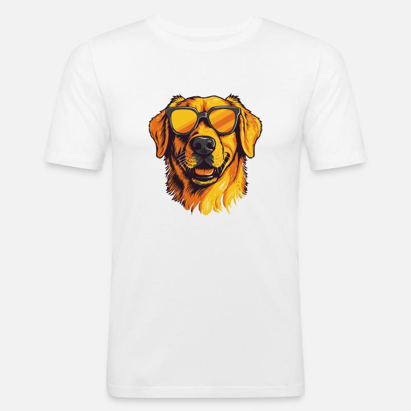 Golden Retriever mit Sonnenbrille - Männer Slim Fit T-Shirt - Weiß