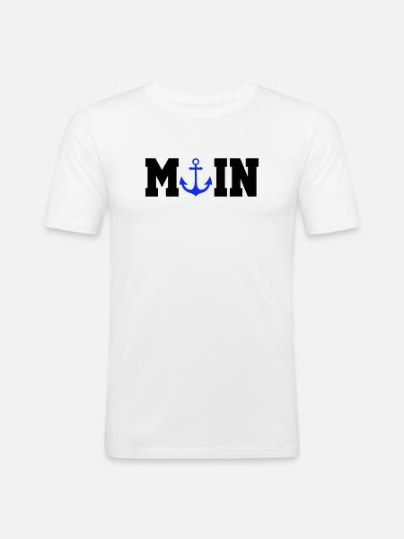 Blauer Anker Nautik Moin - Männer Slim Fit T-Shirt - Weiß