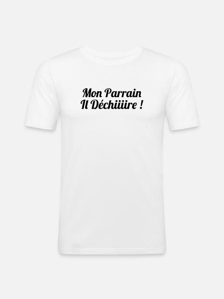 Mon Parrain il déchiiire ! - T-shirt près du corps Homme - blanc