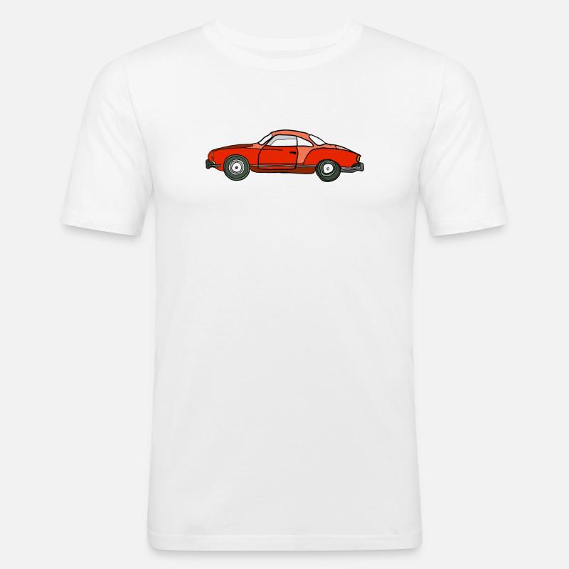Roter Oldtimer Seitenansicht - Männer Slim Fit T-Shirt - Weiß