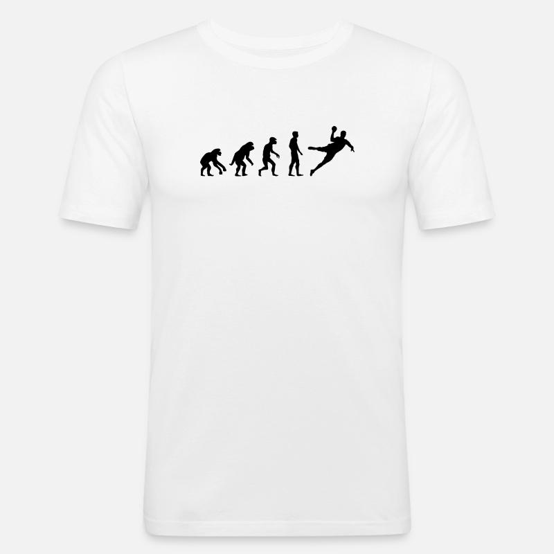 Evolution Handball lustig Design Mannschaft icon - Männer Slim Fit T-Shirt - Weiß