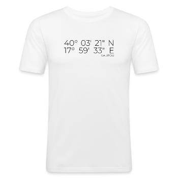 Coordinates: Galipoli, Apulia, Italy - Men's Slim Fit T-Shirt - white - Front - Nik (191cm)
