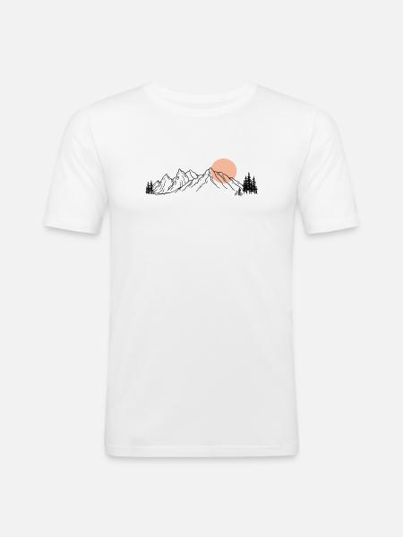 Sunset Ride Line Art on Black - Men's Slim Fit T-Shirt - white