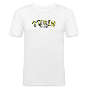 Turin Est.1985 - T-shirt près du corps Homme - blanc - Devant - Nik (191cm)
