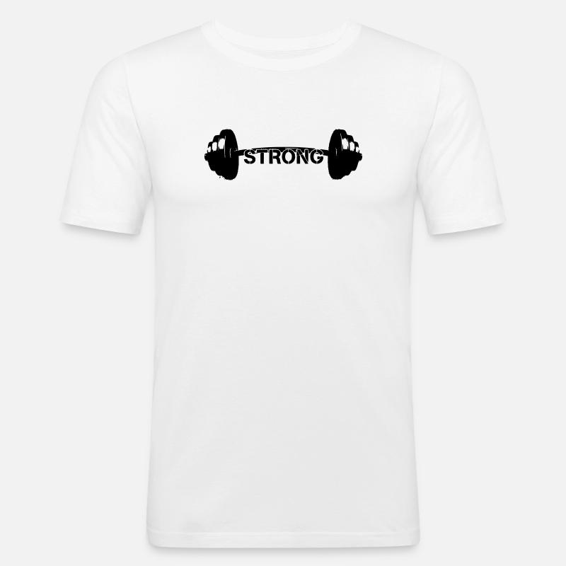 Hantel Strong Gewichte Gym - Männer Slim Fit T-Shirt - Weiß