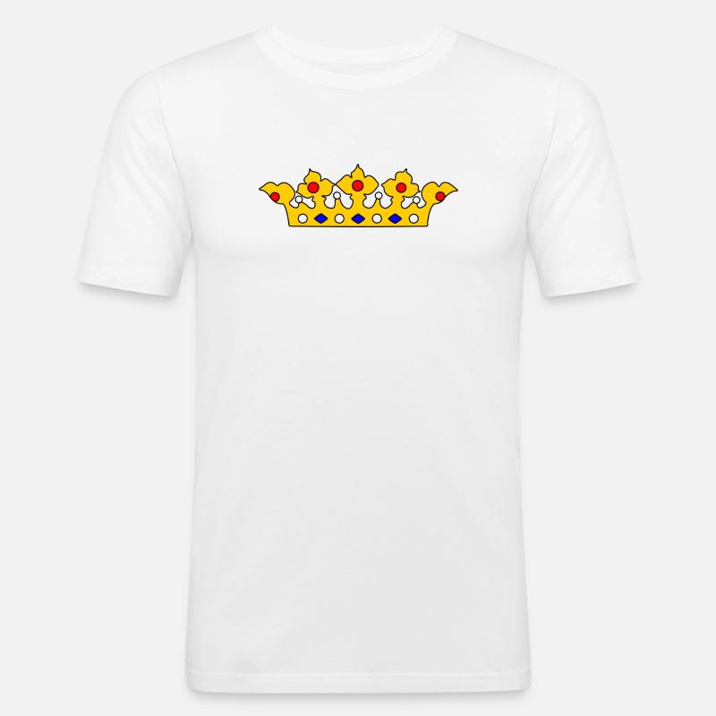 Goldene Krone mit Perlen - Männer Slim Fit T-Shirt - Weiß