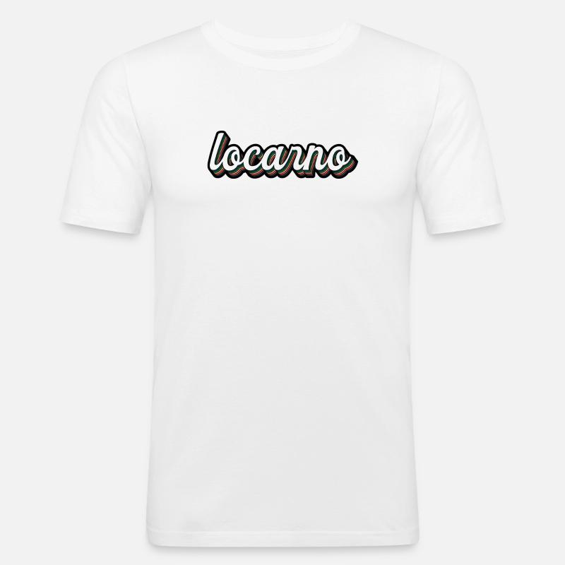 Locarno Regenbogen Script - Männer Slim Fit T-Shirt - Weiß
