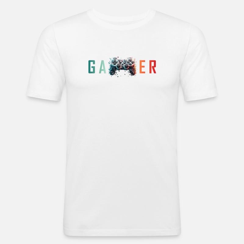 Gamer Explodierender Controller – Design - Männer Slim Fit T-Shirt - Weiß