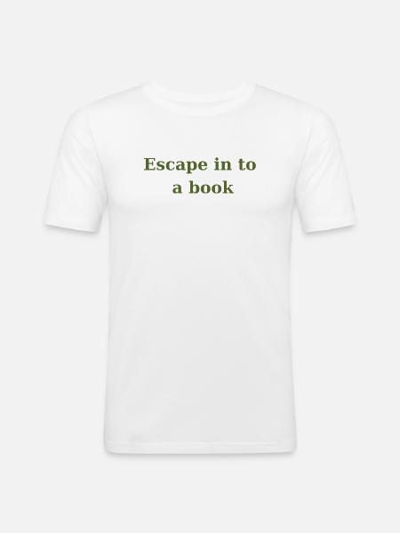 Évadez-vous dans un livre - Vert olive - T-shirt près du corps Homme - blanc