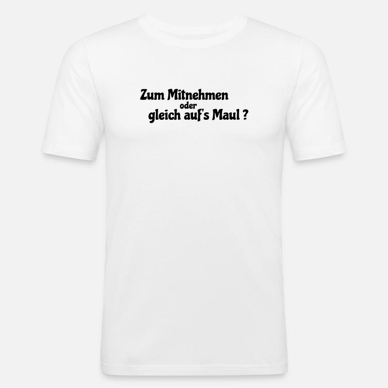 Mitnehmen oder gleich - Männer Slim Fit T-Shirt - Weiß