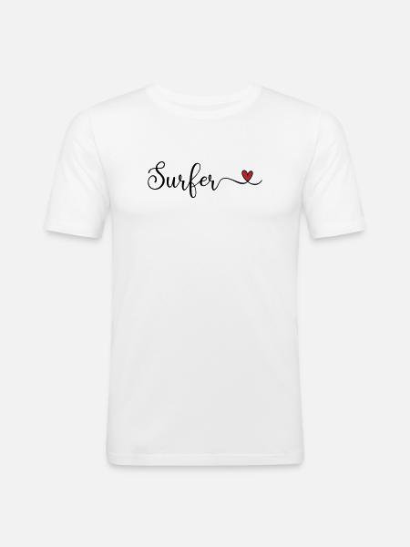 Surfer Heart - Männer Slim Fit T-Shirt - Weiß