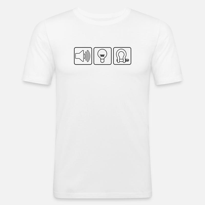 Sound Light Rigging Logo - Männer Slim Fit T-Shirt - Weiß