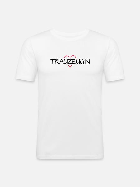 Trauzeugin Herz Junggesellinnenabschied - Männer Slim Fit T-Shirt - Weiß