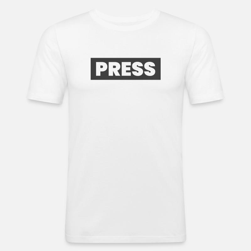 Stampa Progetto Dicendo "PRESS" Media Giornalisti - Maglietta aderente da uomo - bianco
