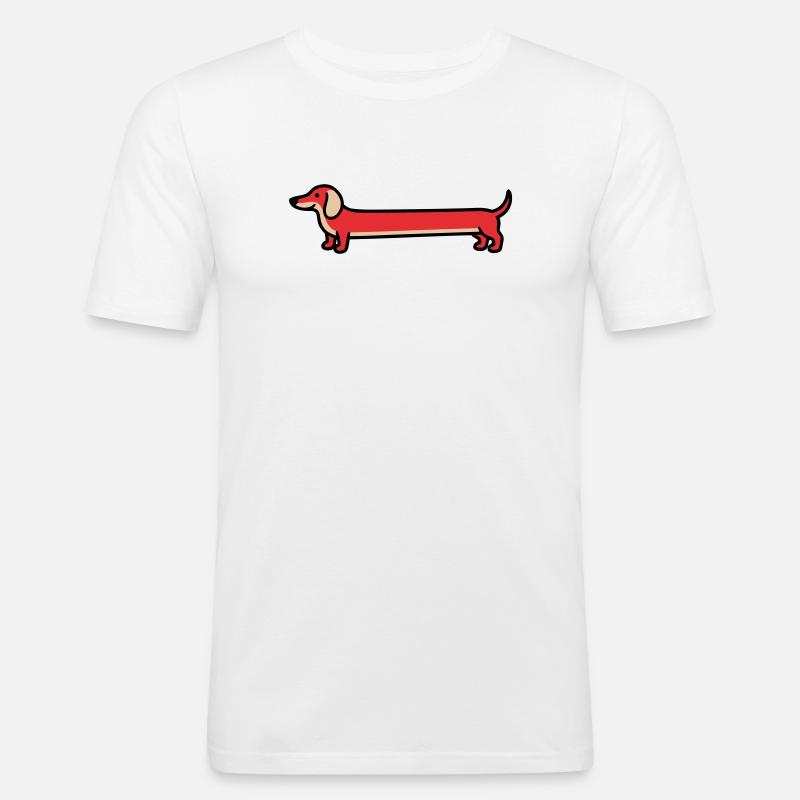 Dackel Teckel Hund Flat Design - Männer Slim Fit T-Shirt - Weiß