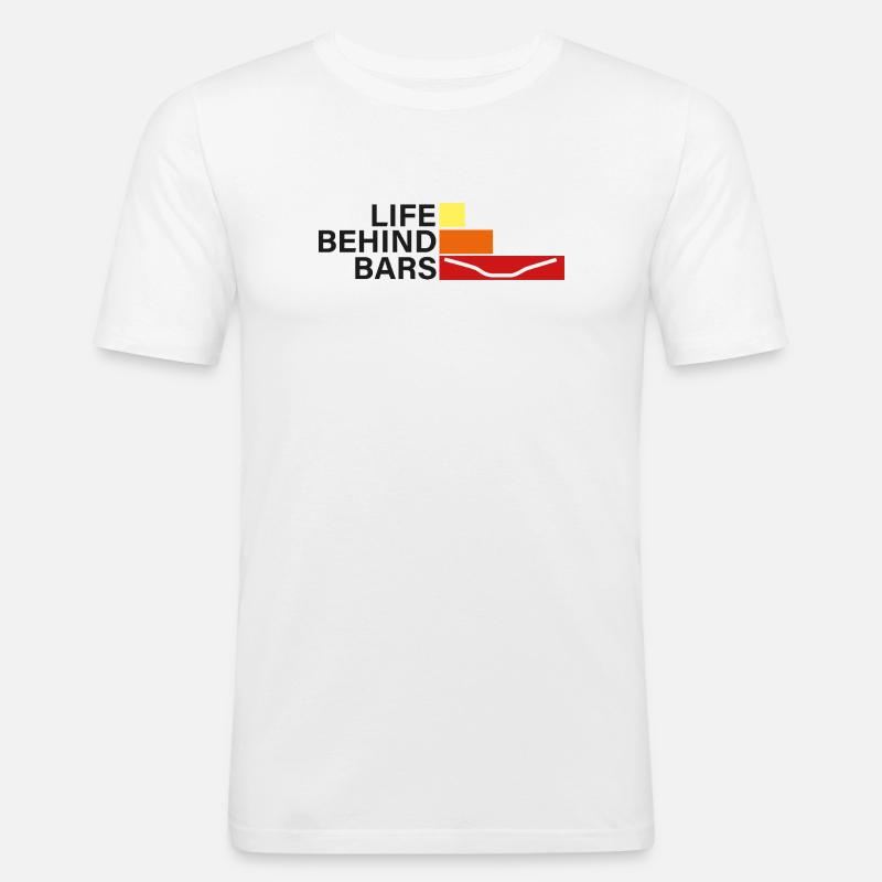 LEBEN HINTER GITTERN Leben hinter Hanteln - Männer Slim Fit T-Shirt - Weiß
