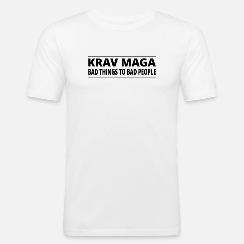 KravMaga | BAD THINGS - Männer Slim Fit T-Shirt - Weiß