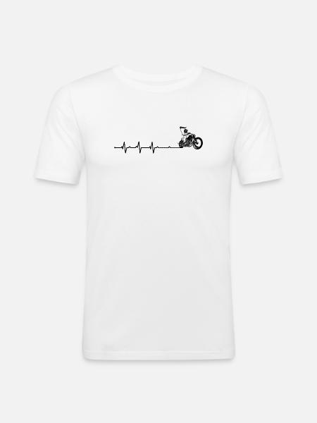 Heartbeat biker - Men's Slim Fit T-Shirt - white
