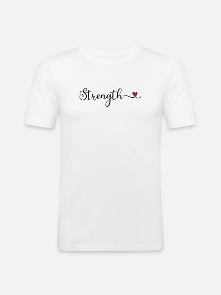 Strength Heart Typography - Men's Slim Fit T-Shirt - white