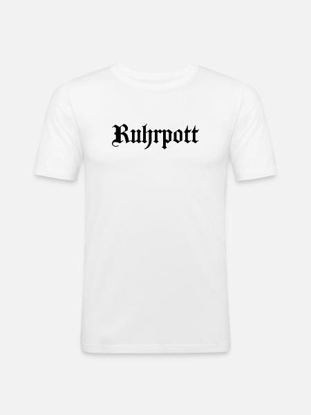 Ruhepott colle schriftzug - Männer Slim Fit T-Shirt - Weiß