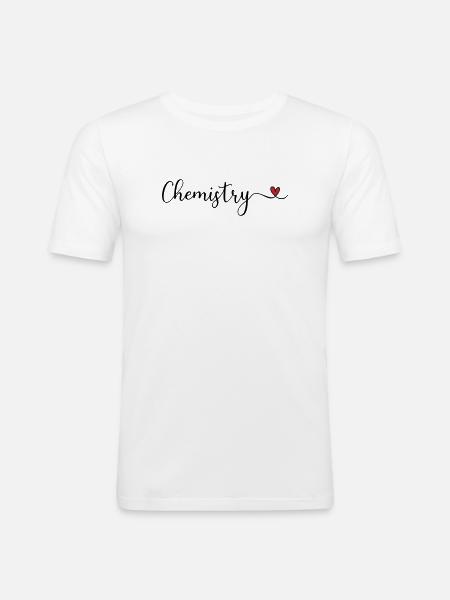 Chemistry with Heart Lettering - Men's Slim Fit T-Shirt - white