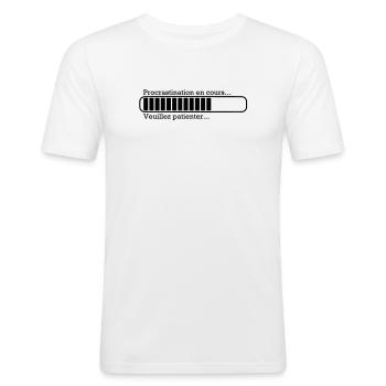 Procrastination in progress ... - Men's Slim Fit T-Shirt - white - Front - Nik (191cm)