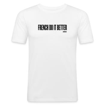 French do it better - chauvinisme français - T-shirt près du corps Homme - blanc - Devant - Nik (191cm)