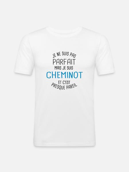 Pas parfait mais cheminot - T-shirt près du corps Homme - blanc