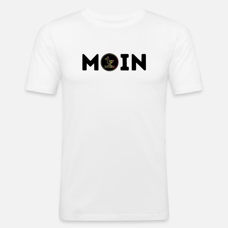Moin mit Möwe - Männer Slim Fit T-Shirt - Weiß