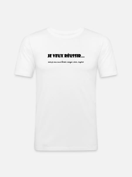 QUOTE. MESSAGE. HUMOR. FUNNY QUOTES - Men's Slim Fit T-Shirt - white
