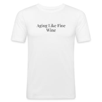 Aging like fine wine - Men's Slim Fit T-Shirt - white - Front - Nik (191cm)