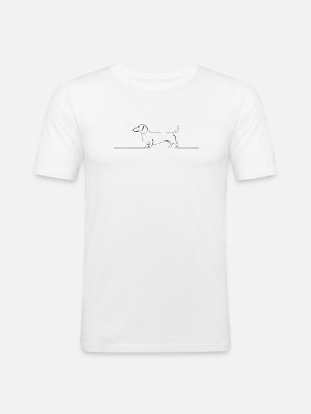Teckel Dackel One Line Art - Männer Slim Fit T-Shirt - Weiß