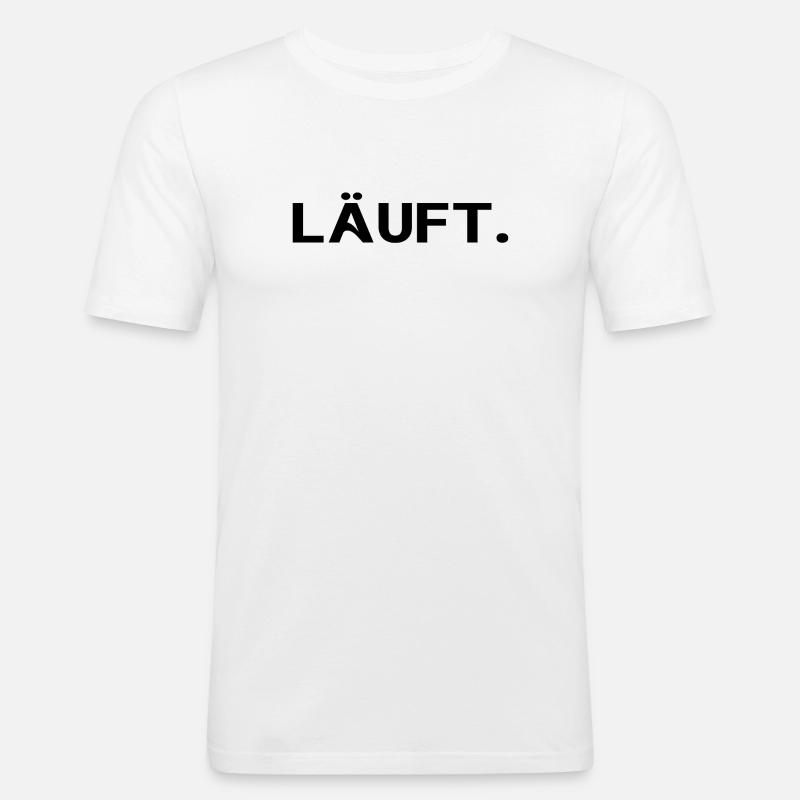 Läuft. Minimal Statement Spruch Trend Social - Männer Slim Fit T-Shirt - Weiß