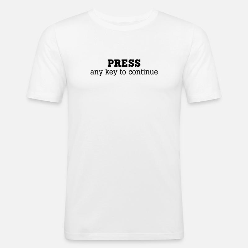 Press any key to continue - Männer Slim Fit T-Shirt - Weiß