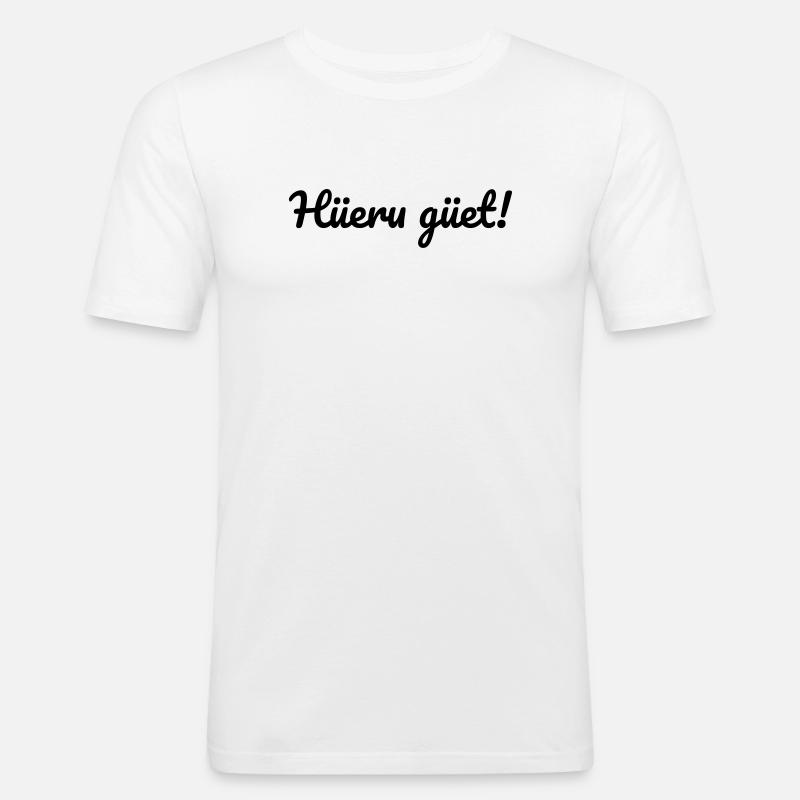 Hüeru güet Walliserditsch Dialekt - Männer Slim Fit T-Shirt - Weiß