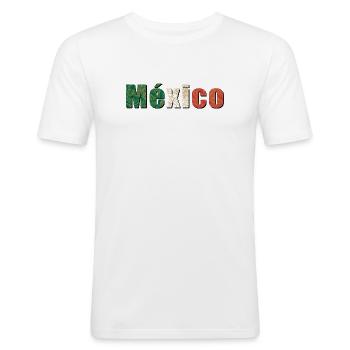 México - Männer Slim Fit T-Shirt - Weiß - Vorne - Nik (191cm)
