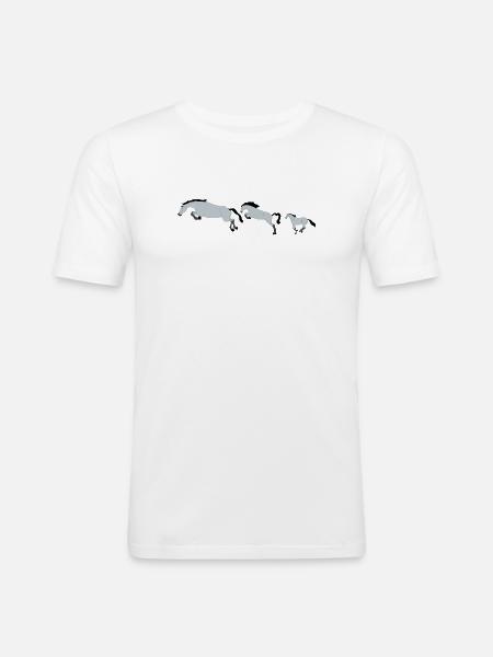Chevaux en Mouvement Effervescent - T-shirt près du corps Homme - blanc