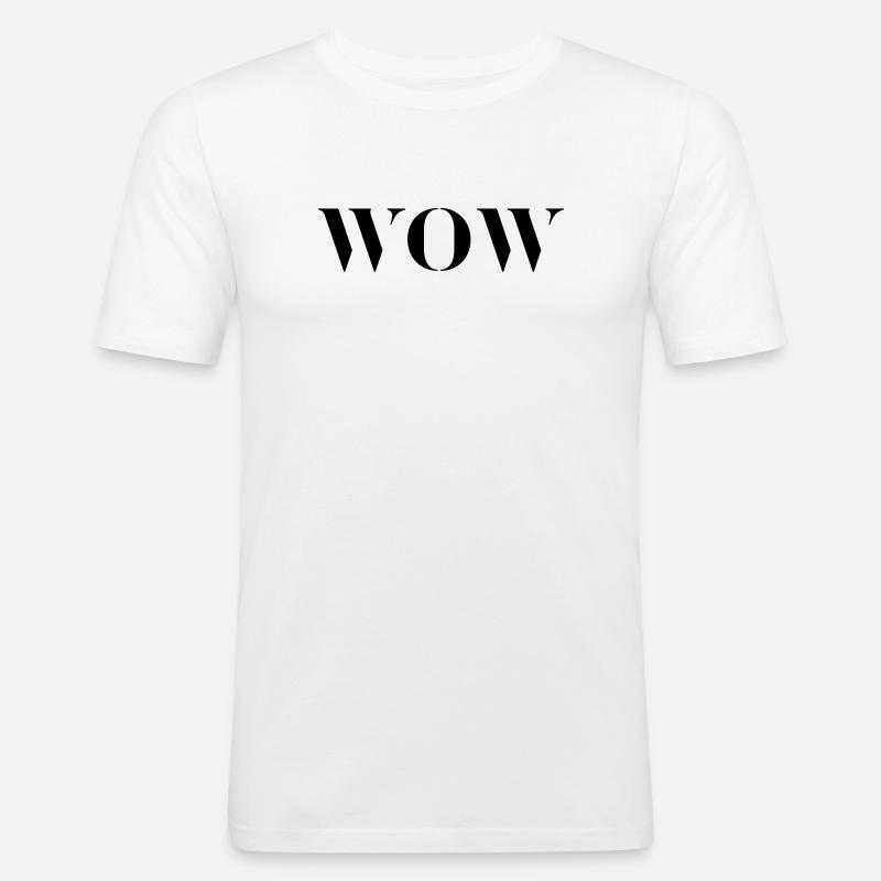 WOW - Männer Slim Fit T-Shirt - Weiß