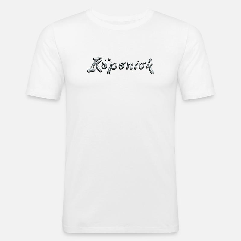 Köpenick Liquid Chrome Typography - Männer Slim Fit T-Shirt - Weiß