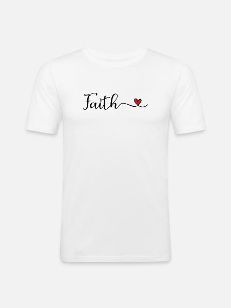 Glaubenstypografie mit Herz - Männer Slim Fit T-Shirt - Weiß