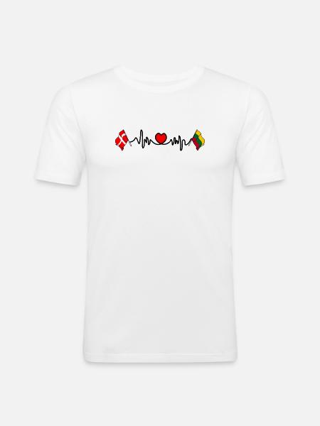 Cardio heart Flag Denmark, flag Lithuania - Men's Slim Fit T-Shirt - white