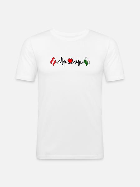Steiermark-Flaggen mit Herzschlag - Männer Slim Fit T-Shirt - Weiß